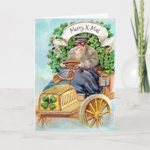 Victoriaans Irish Santa Holiday Card Feestdagen Kaart