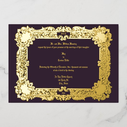  Victoriaans jaar 1834 Elegant Wedding Folie Uitnodiging (Voorkant)