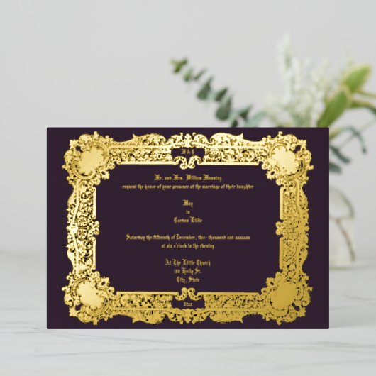  Victoriaans jaar 1834 Elegant Wedding Folie Uitnodiging (Staand Voorkant)