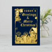 Victoriaans jaar 1892 kerstmis & Angels Folie Feestdagenkaart (Staand Voorkant)