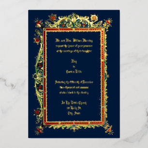 Victoriaans jaar 1893 huwelijk Folie Uitnodiging