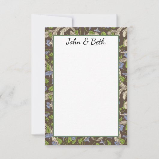 Victoriaans  jachtwijnstokken met bloei bedankkaart (Voorkant)