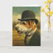 Victoriaans Jack Russell Greetings Kaart (Gele Bloem)