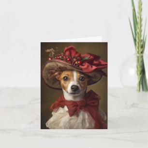 Victoriaans Jack Russell Terrier Kerstmis Feestdagen Kaart