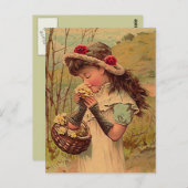  VICTORIAANS johangend BRIEFKAART van wilde bloeme (Voorkant / Achterkant)