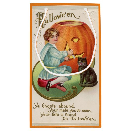 Victoriaans jongen Carving Pumpkin Halloween Klein Cadeauzakje (Achterkant)