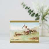 Victoriaans jongen Cook Chasing Rabbit Feestdagenkaart (Staand voorkant)