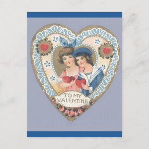 Victoriaans jongen en meisjes Valentijn Briefkaart