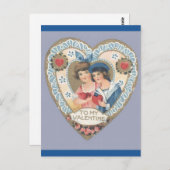 Victoriaans jongen en meisjes Valentijn Briefkaart (Voorkant / Achterkant)