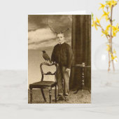  Victoriaans jongen met Antlers en Raven Weird Kaart (Gele Bloem)