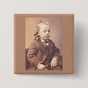 Victoriaans jongen met een ongelukkige haarstijl vierkante button 5,1 cm