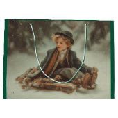 Victoriaans jongen op een slee groot cadeauzakje (Achterkant)