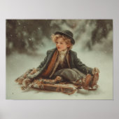 Victoriaans jongen op een slee poster (Voorkant)