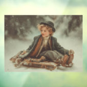 Victoriaans jongen op een slee raamsticker (Vel 3)