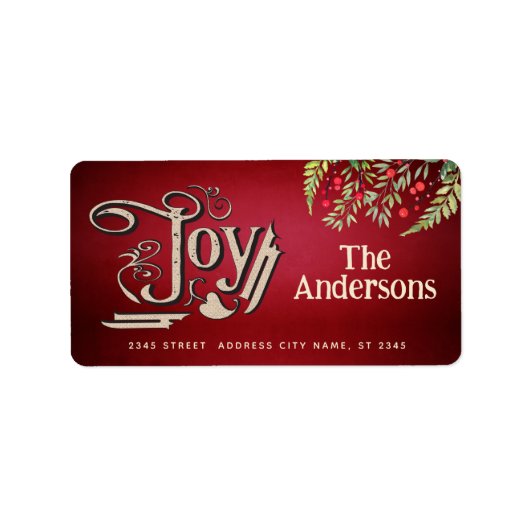  Victoriaans Joy Botanical Holly Etiket (Voorkant)