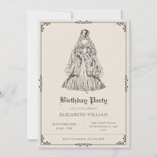  Victoriaans jurk verjaardag Kaart (Voorkant)