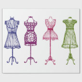 Victoriaans jurk vormt  naaipatroon cadeaupapier (Vlak)