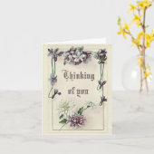 Victoriaans kaart "Denken aan jou" (Gele Bloem)