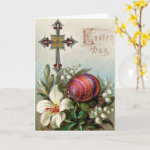 Victoriaans Kaart - Easter Cross & Egg (Gele Bloem)