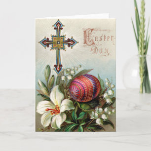 Victoriaans Kaart - Easter Cross & Egg