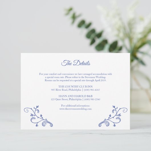 Victoriaans Kaart met details over blauwe bruiloft (Staand voorkant)