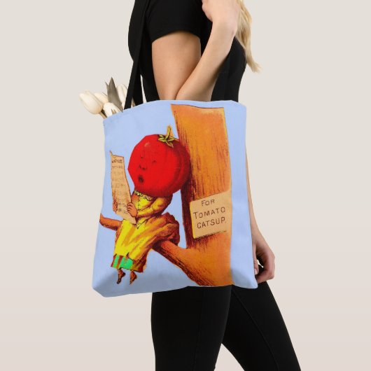 Victoriaans kaart tomatenkoppelvrouw tote bag (Dichtbij)