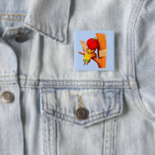 Victoriaans kaart tomatenkoppelvrouw vierkante button 5,1 cm (In situ)