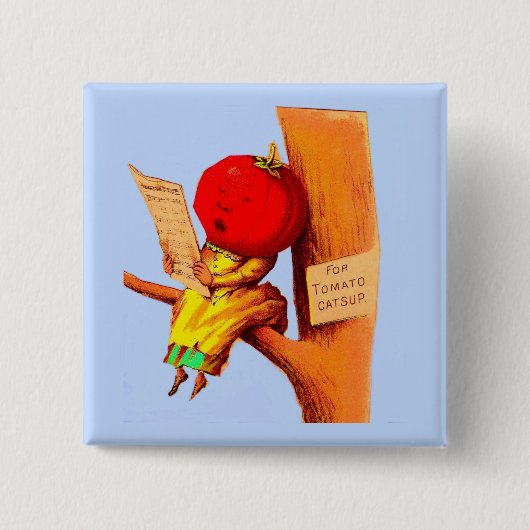 Victoriaans kaart tomatenkoppelvrouw vierkante button 5,1 cm (Voorkant)