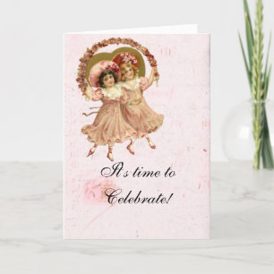 Victoriaans Kaart van Shabby Pink Girl
