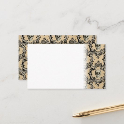 Victoriaans Kader Skulls Gothic Skeleton Gothic Afsprakenkaartje (Voorkant / Achterkant in situ)