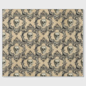 Victoriaans Kader Skulls Gothic Skeleton Gothic Cadeaupapier (Vlak)