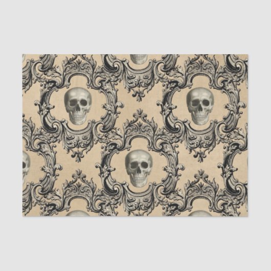 Victoriaans Kader Skulls Gothic Skeleton Gothic Tissuepapier (Voorkant)