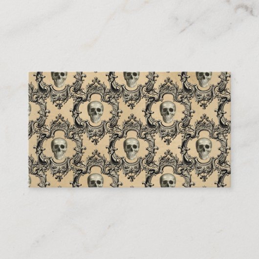 Victoriaans Kader Skulls Gothic Skeleton Gothic Visitekaartje (Voorkant)