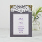  Victoriaans Kant en Stoffig Paarse Barnwood Kaart (Staand voorkant)