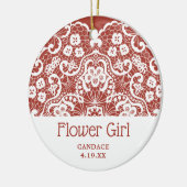 Victoriaans kant gepersonaliseerde Bloemenmeisje B Keramisch Ornament (Links)