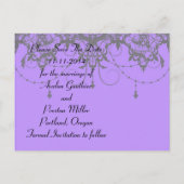 Victoriaans kant Paarse save the date Briefkaart (Achterkant)