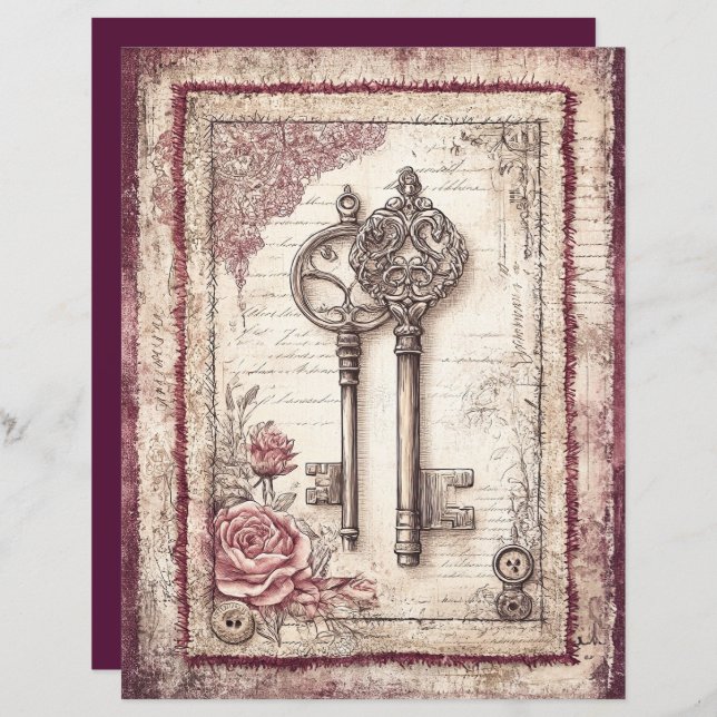 Victoriaans & kant plakboek papier (Voorkant / Achterkant)