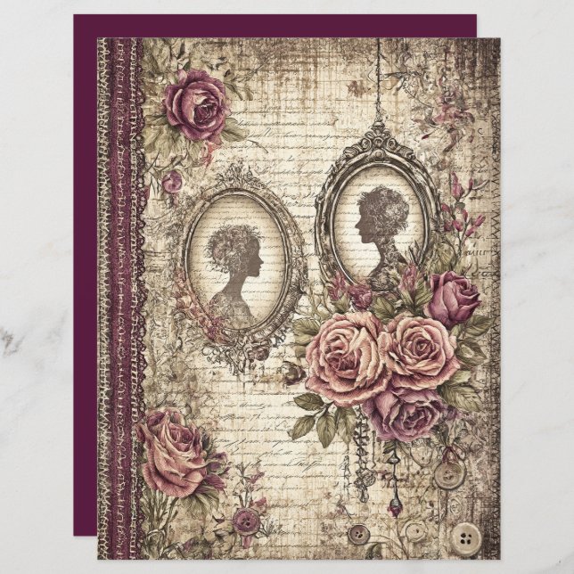 Victoriaans & kant plakboek papier (Voorkant / Achterkant)