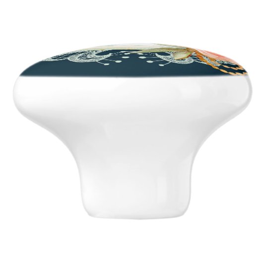 Victoriaans Kant Rozen Gouden Vogelkooi Canary Kno Keramische Knop (Zijkant)