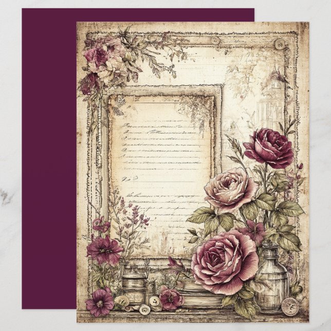 Victoriaans & Kanten Scrapbook Papier  (Voorkant / Achterkant)