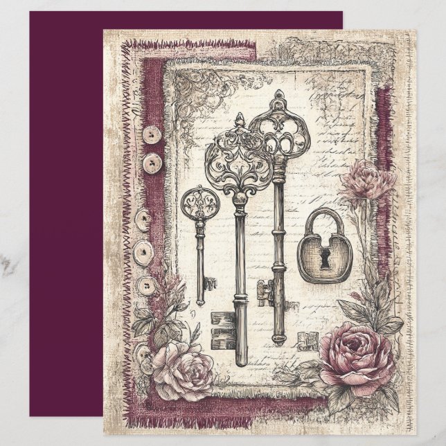 Victoriaans & Kanten Scrapbook Papier (Voorkant / Achterkant)