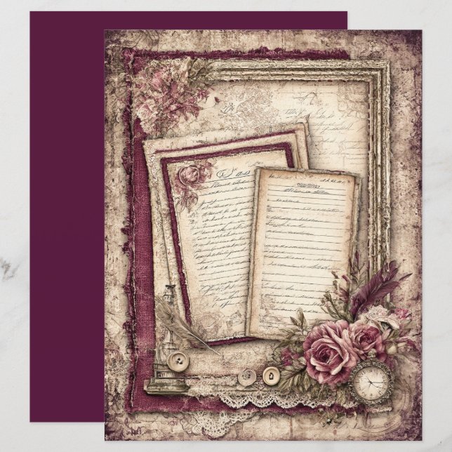 Victoriaans & Kanten Scrapbook Papier (Voorkant / Achterkant)