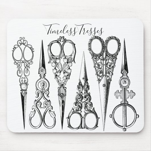 Victoriaans kapper naaischaar elegant muismat (Voorkant)