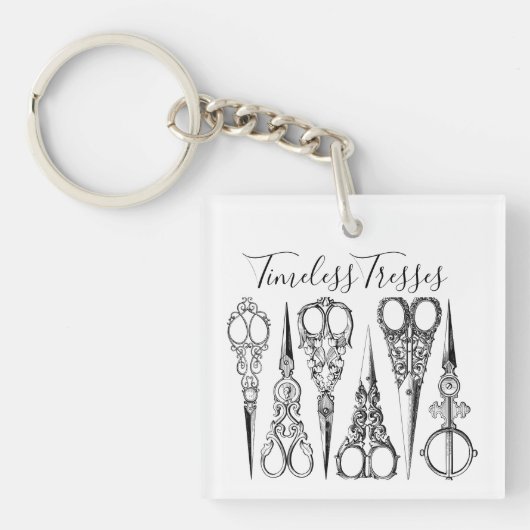 Victoriaans kapper naaischaar elegant sleutelhanger (voorkant)