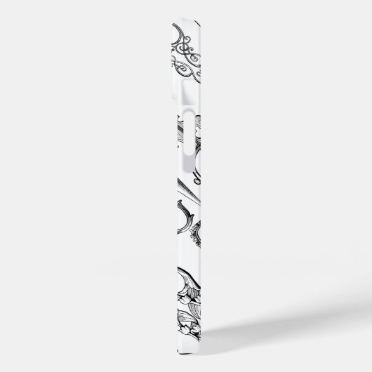 Victoriaans kapper schaar Elegant Zwart Wit Case-Mate iPhone Case (Achterkant / Links)