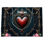 Victoriaans karmozijnrood Gotische Hart Groot Cadeauzakje (Voorkant)