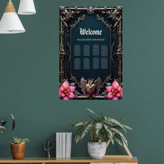 Victoriaans karmozijnrood gotische hart poster (Woonkamer 1)