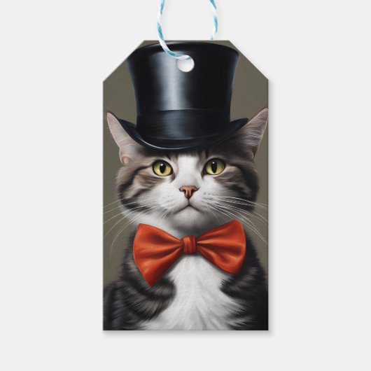 Victoriaans kat cadeaulabel (Voorkant)