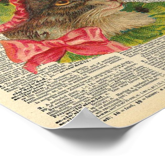 Victoriaans kat in pet op  woordenboekpagina poster (Hoek)