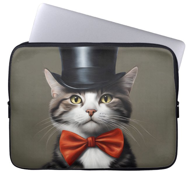 Victoriaans kat laptop sleeve (Voorkant)